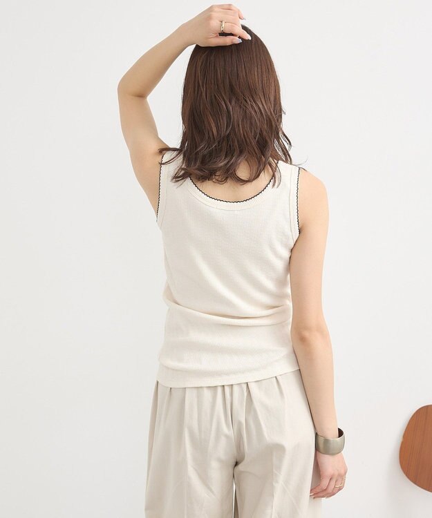 earth music&ecology ピコトリミングタンクトップ Ivory