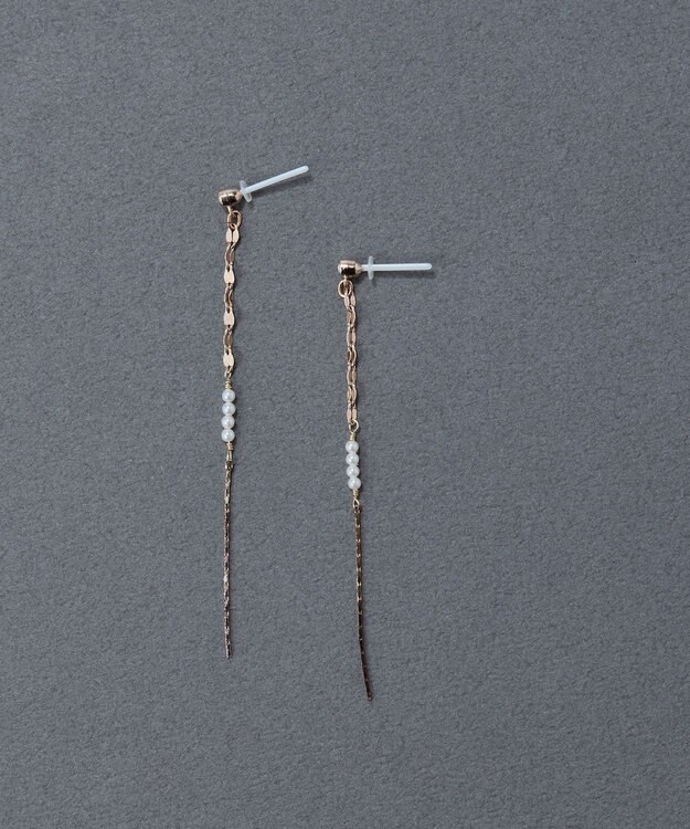 Phoebe 〈金属アレルギー対応〉ルミナスビジューセラミックポストピアス 揺れピアス/パール シャンパンゴールド