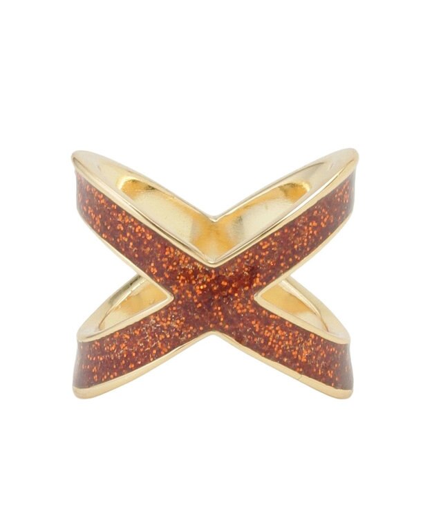 MOONBAT Luna Luce(ルナルーチェ)スカーフリング ラメ Cross お手持ちのスカーフを通すだけ ギフト オレンジ