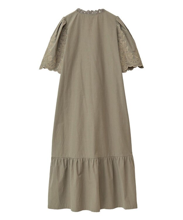 Green Parks ■ＥＳＣＡＲ　刺繍スリーブギャザーワンピース Khaki