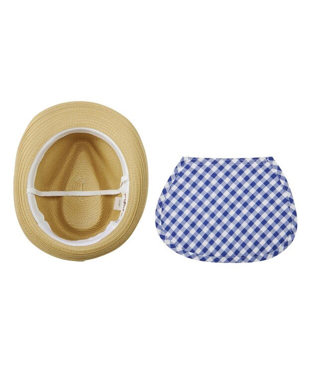 MIKI HOUSE HOT BISCUITS 【48-54cm】 麦わら風 中折れハット ブルー