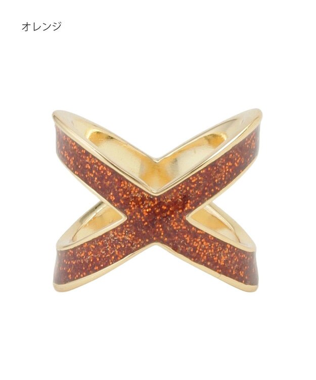 MOONBAT Luna Luce(ルナルーチェ)スカーフリング ラメ Cross お手持ちのスカーフを通すだけ ギフト オレンジ