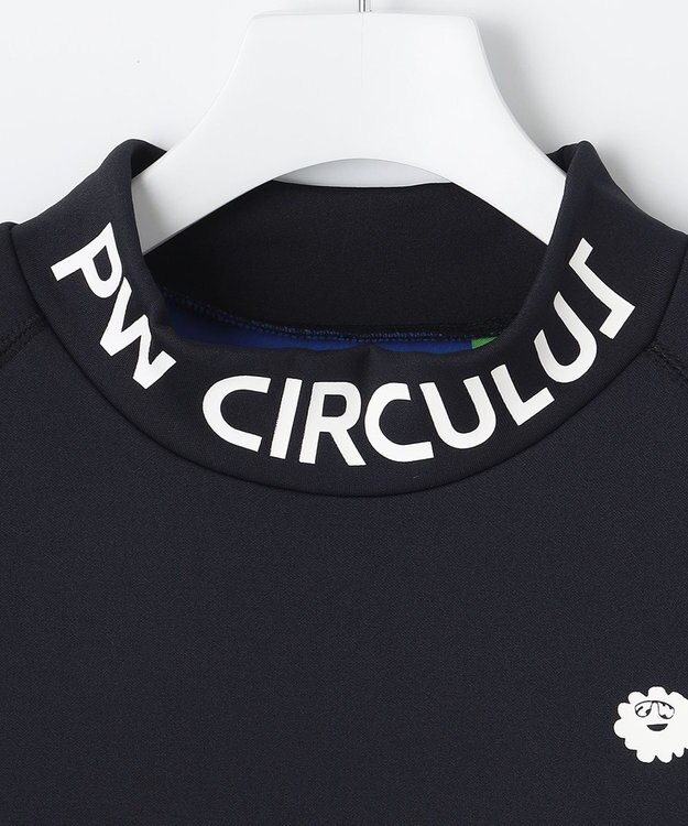 PW CIRCULUS 【MEN】【ストレッチ/軽量】バックロゴ 長袖 モックネック シャツ ネイビー系
