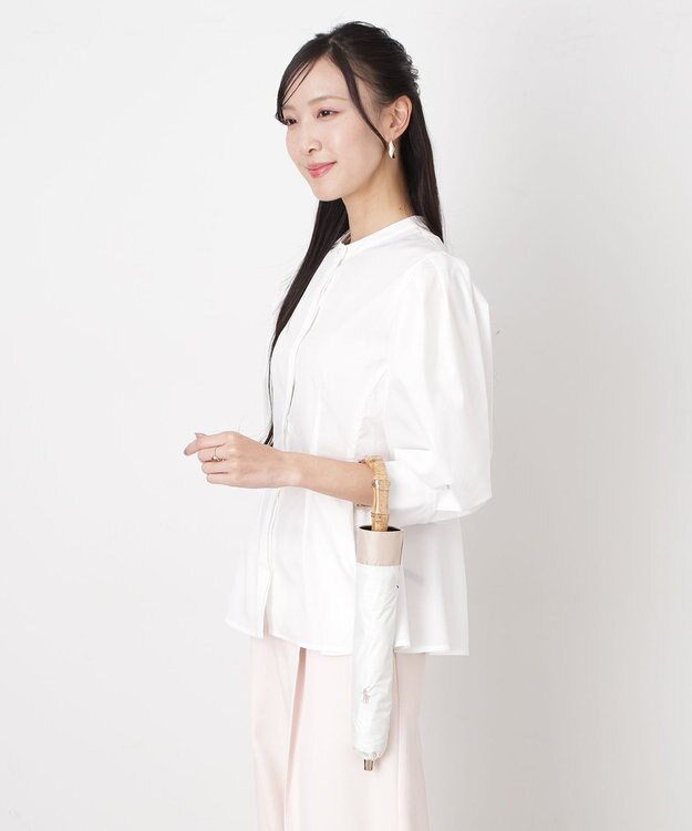 MOONBAT 【WEB限定/遮光率100%/遮熱/UV】POLO RALPH LAUREN（ポロ ラルフローレン）晴雨兼用日傘 ポロポニー ワンポイント刺繍  バイカラー 折りたたみ傘 楽折 オフ×ベージュ