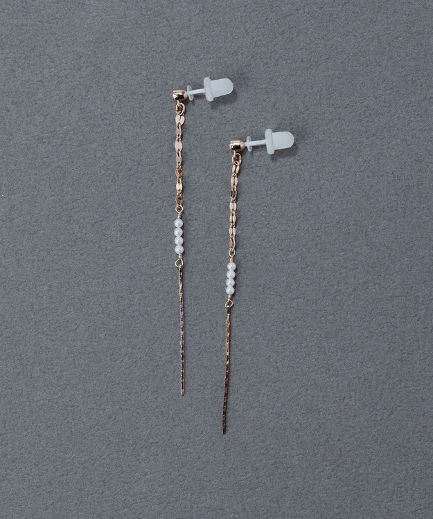 Phoebe 〈金属アレルギー対応〉ルミナスビジューセラミックポストピアス 揺れピアス/パール シャンパンゴールド