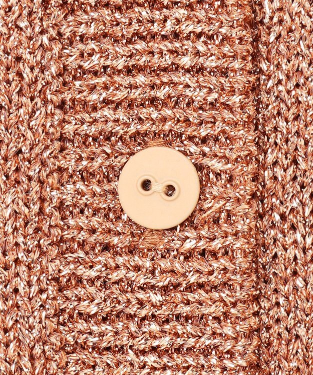 BEIGE， 【洗える】VANDA / ラメ入りクルーネック半袖カーディガン Dark Nude