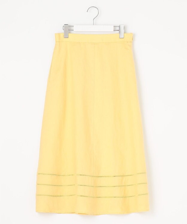 自由区 【XSサイズ～/洗える/セット可】エンブロイダリーリネン フレアスカート ライトイエロー系