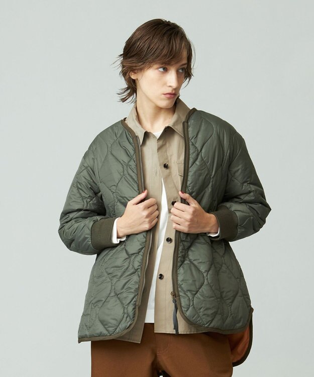 J.PRESS YORK STREET 【WOMEN】ショートキルトブルゾン カーキ系