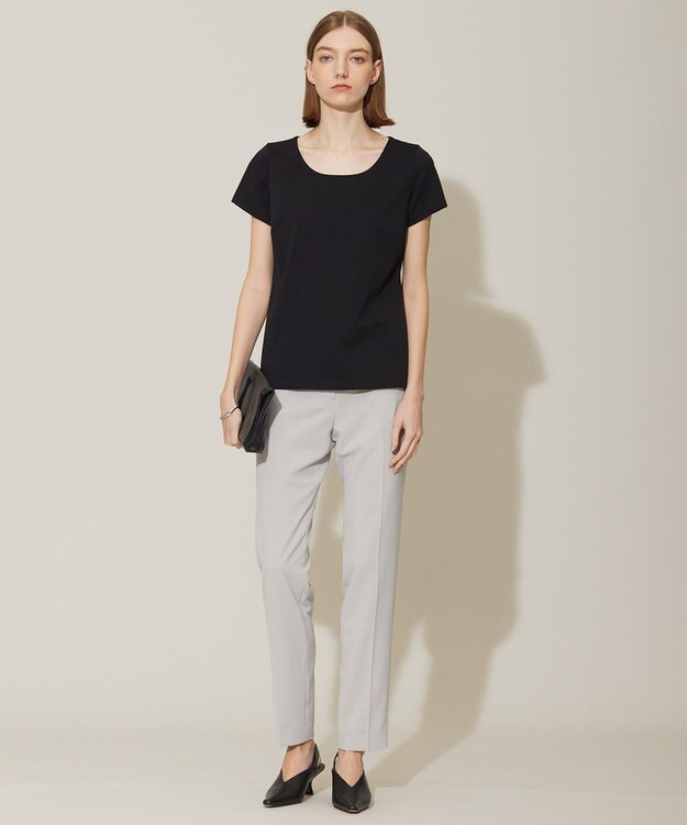 ICB 【接触冷感・防シワ・速乾・洗える】レーヨンライクトロ スティックパンツ ライトグレー系