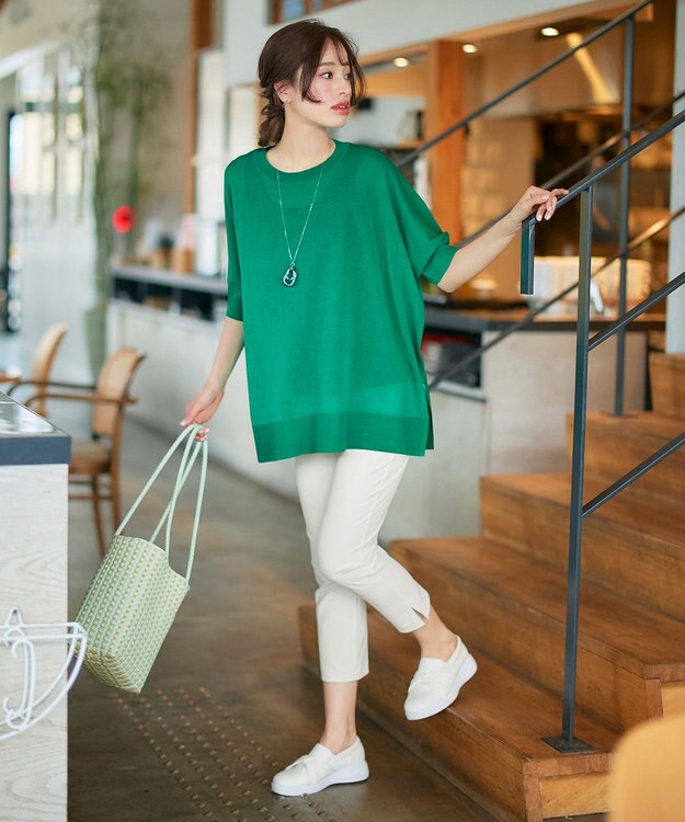 Tiaclasse 【新色追加】サラサラUVシアーニットドルマントップス グリーン