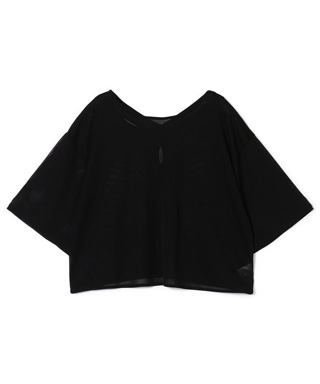 Chacott シアーリブバッククロスTシャツ ブラック