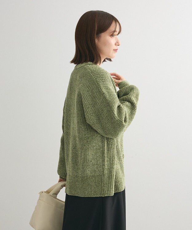 Green Parks ベロアモールＶネックカーディガン Gray