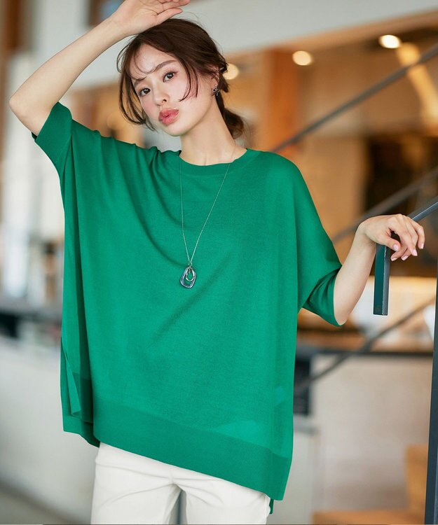 Tiaclasse 【新色追加】サラサラUVシアーニットドルマントップス グリーン