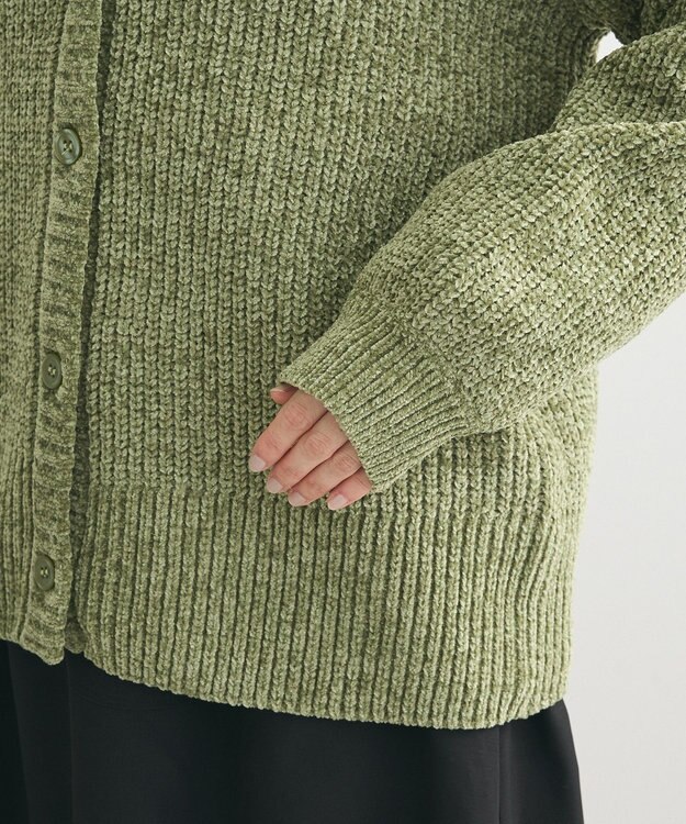 Green Parks ベロアモールＶネックカーディガン Gray