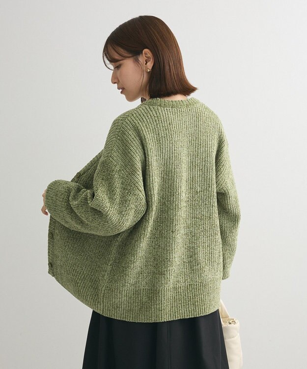 Green Parks ベロアモールＶネックカーディガン Gray