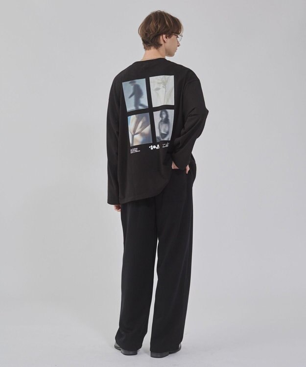 WEGO 【２点セット/ユニセックス着用ITEM】アクセ付きフォトコラージュT（LS） ブラック