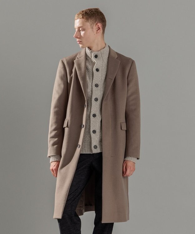 JOSEPH HOMME グロッシーウール　チェスターコート ベージュ系