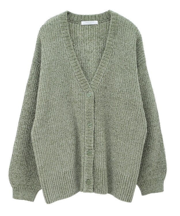 Green Parks ベロアモールＶネックカーディガン Gray