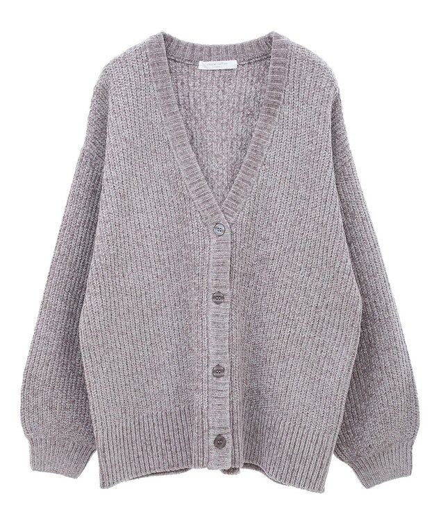 Green Parks ベロアモールＶネックカーディガン Gray