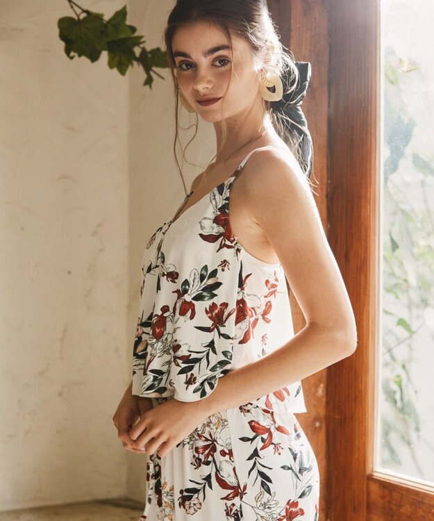 San-ai Resort（三愛水着楽園） 【SALE】ロングパンツセット水着　13L【Coral veil（コーラルヴェール）】 ホワイト