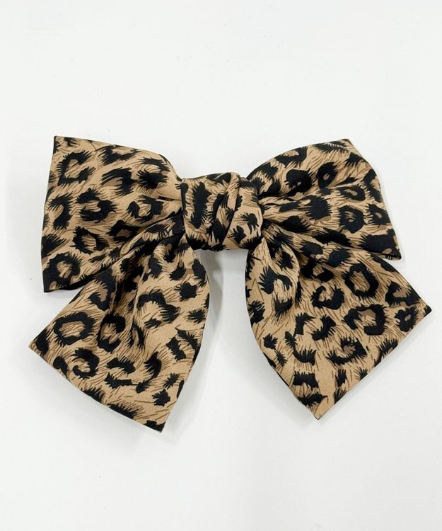 WEGO LレオパードBIGリボンバレッタ ブラウン