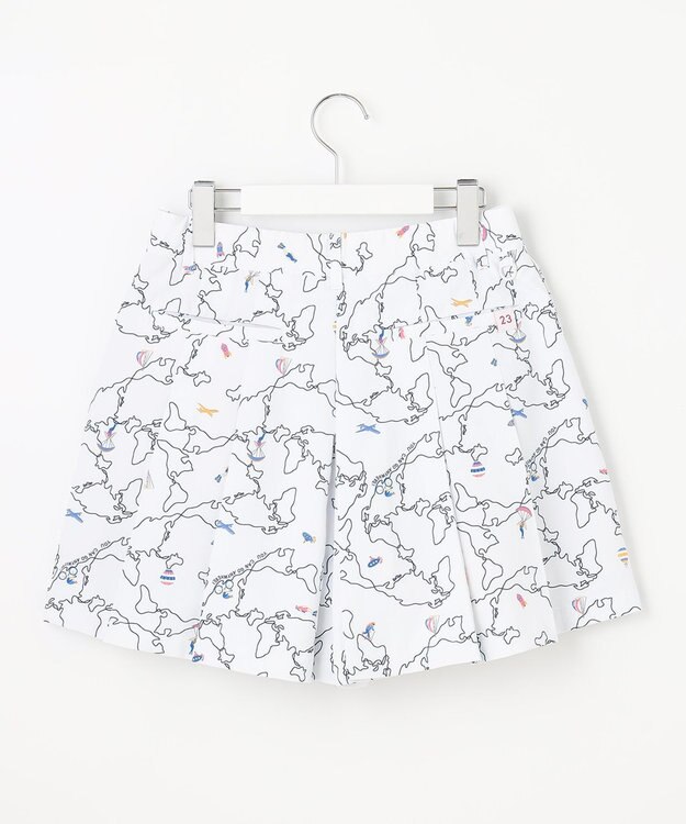 23区GOLF 【WOMEN】ワールドマップ柄 ボックスプリーツ入り キュロットスカート ホワイト系5