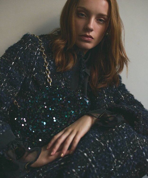 GRACE CONTINENTAL Caterina bertini スパンチェーンバッグ1 ネイビー