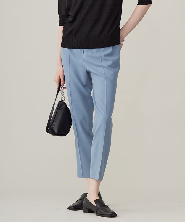 ICB L 【洗える】ウール2WAYストレッチ ドロストパンツ シェイドブルー系