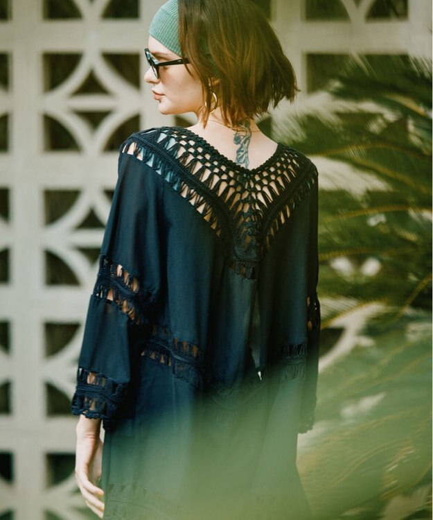 San-ai Resort（三愛水着楽園） クロシェ羽織　F　　【San-ai Resort（サンアイリゾート）】 ブラック