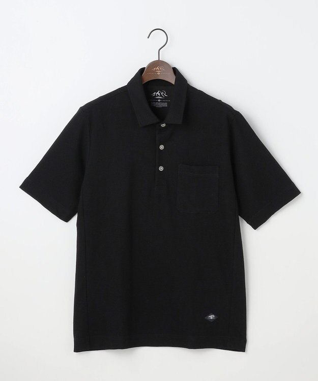 JOSEPH ABBOUD MOUNTAIN 【ゆったり】グリットワッフル　アウトドアポロ シャツ ブラック系
