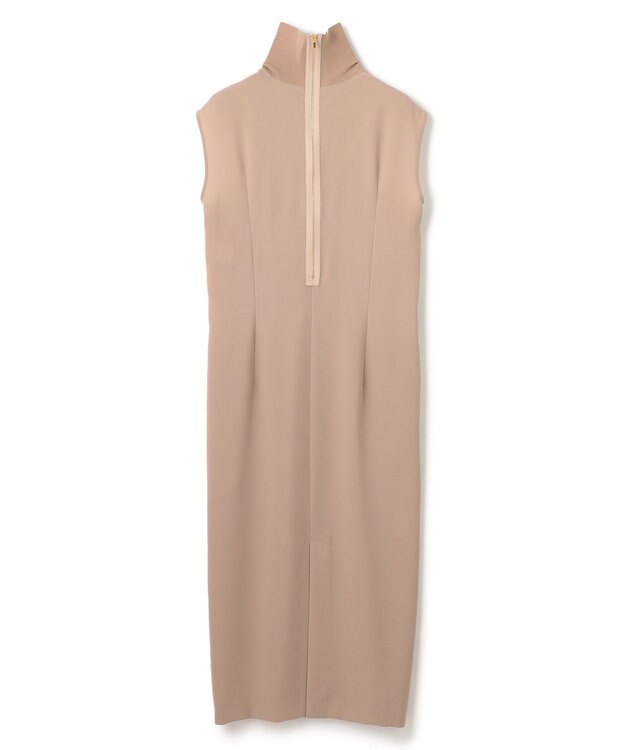 BEIGE， 【洗える】FLEUR / ニットコンビハイネックノースリーブドレス Beige