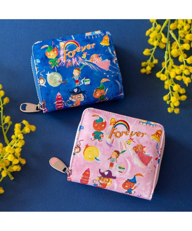 tsumori chisato CARRY ピーターパン ラウンドファスナー 2つ折り財布 ブルー