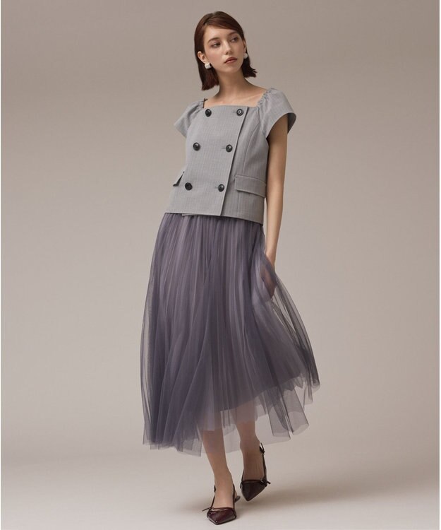 GRACE CONTINENTAL チュールリバーシブルスカート グレー