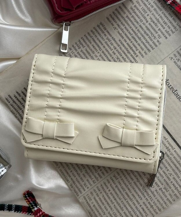 WEGO ギャザーリボンウォレット オフホワイト