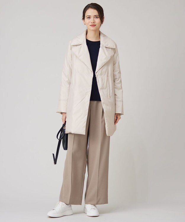 自由区 S 【撥水加工・洗える】ステッチレスダウン コート ライトグレージュ