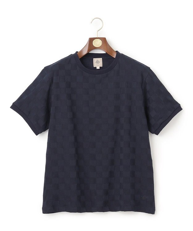 J.PRESS MEN ブロックリンクス クルーネック Tシャツ ネイビー系