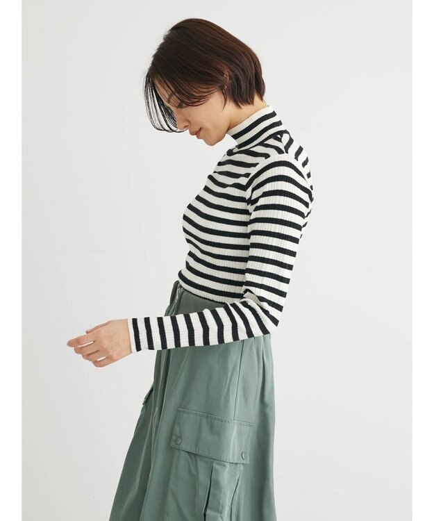 Green Parks ボーダーアソートモックネックニットプルオーバー A