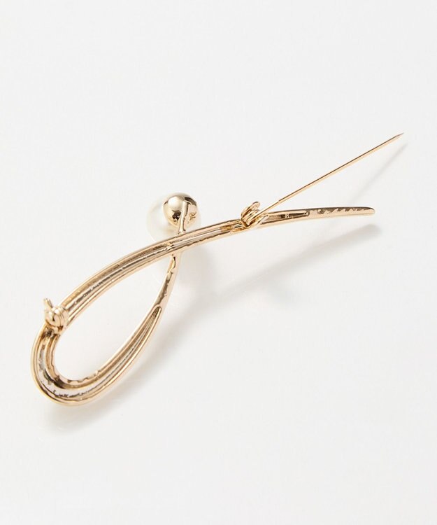 Phoebe 2wayスタイリッシュクロスカーブパールブローチネックレス　ゴールド ゴールド
