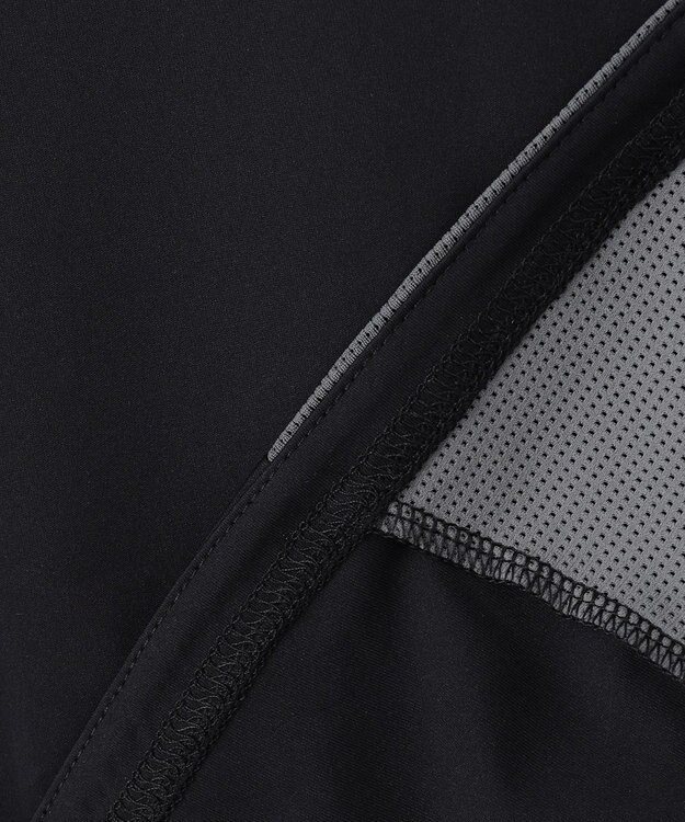 PW CIRCULUS 【WOMEN】パフスリーブメッシュコンビ モックネックT ゴルフウェア レディース ブラック系