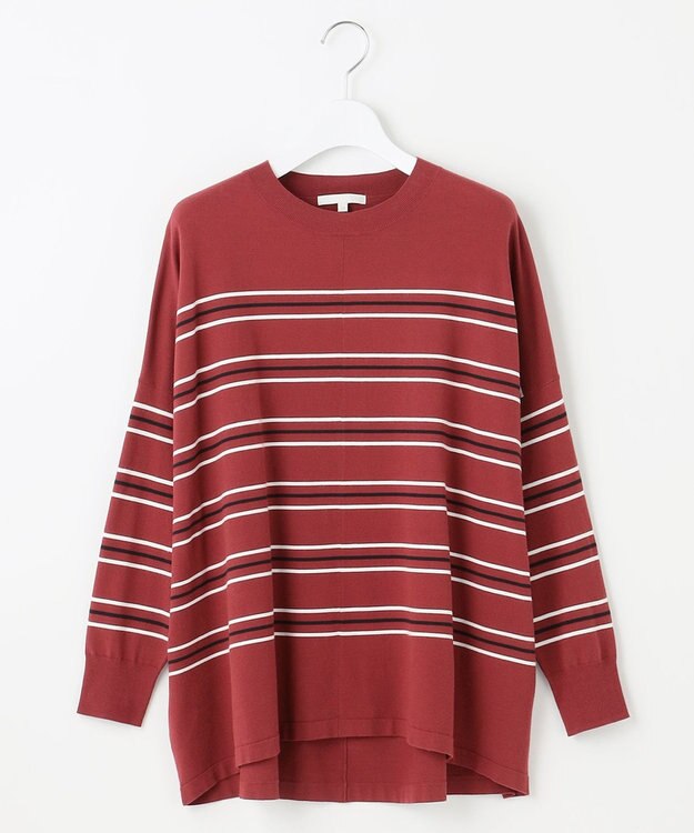 自由区 L 【WEB限定カラーあり】レーヨンストレッチ ニットT [新色]ローズボーダー