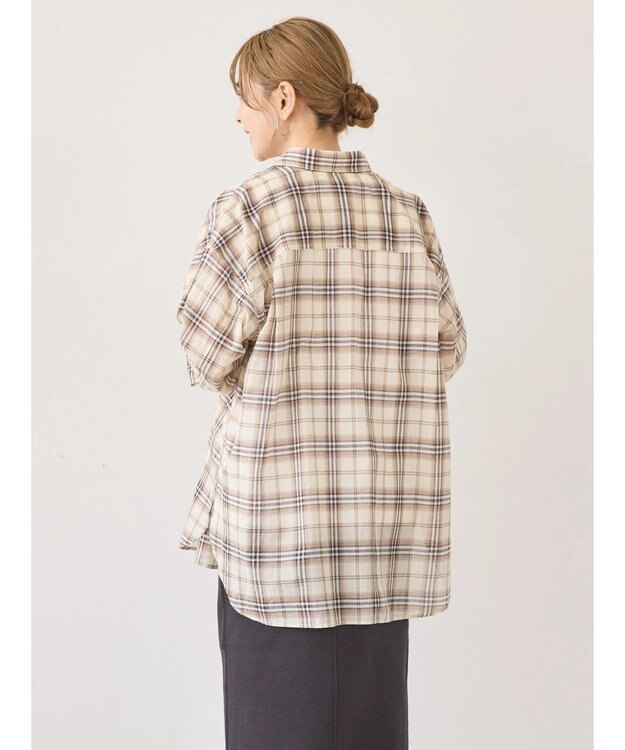 AMERICAN HOLIC 接触冷感Ｗポケットボイルシャツ Check Ivory