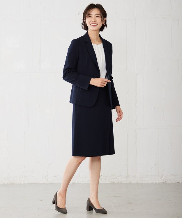 J.PRESS LADIES L 【洗える・UVカット】 アルファクロスジャージー Aライン スカート ネイビー系