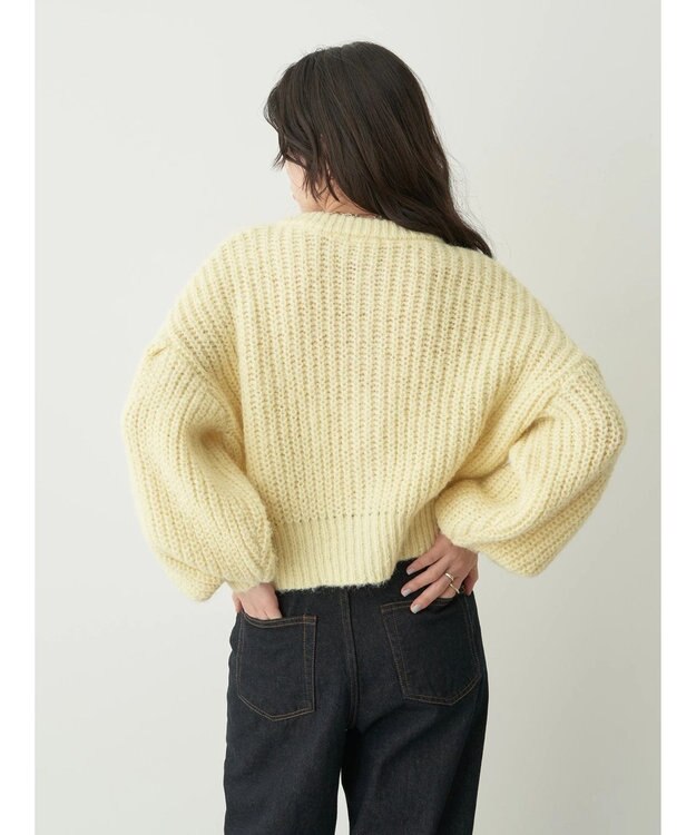 earth music&ecology ヘアリーショートニットカーディガン Light Yellow
