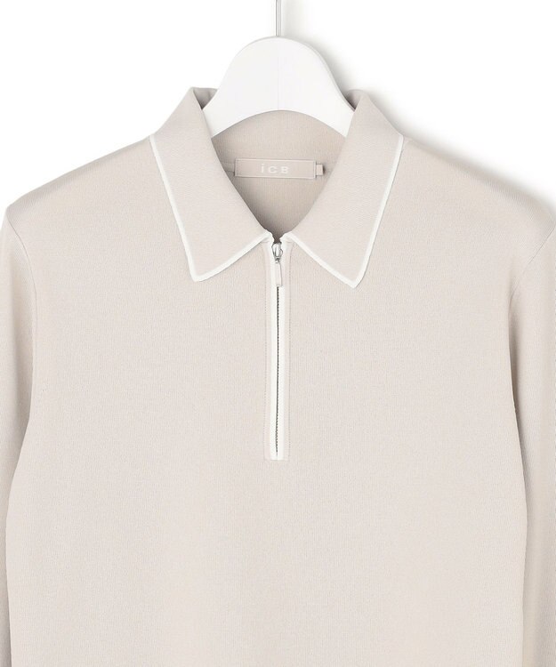 ICB シンセティックフルニードル ハーフジップニット トープ