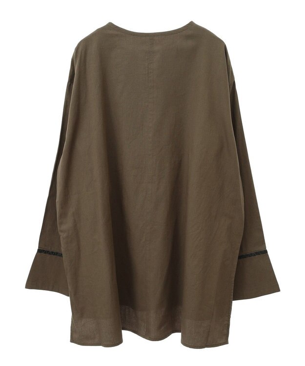 CRAFT STANDARD BOUTIQUE 刺繍入りツイルＶネックチュニック Khaki