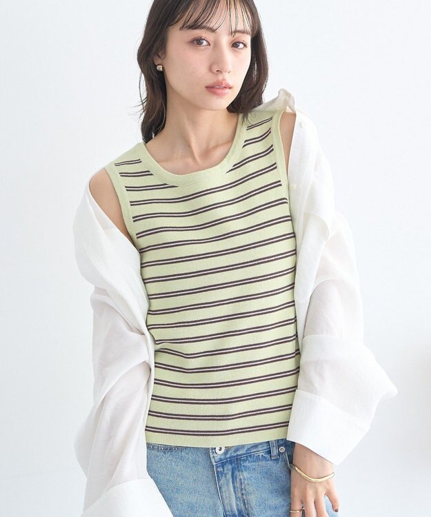 earth music&ecology ニットタンクトップ Pistachio