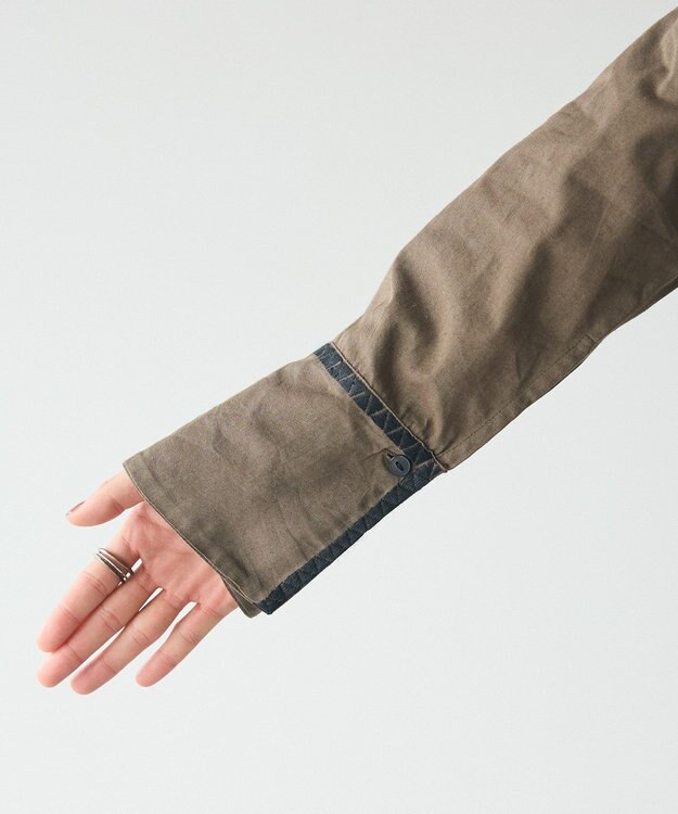 CRAFT STANDARD BOUTIQUE 刺繍入りツイルＶネックチュニック Khaki