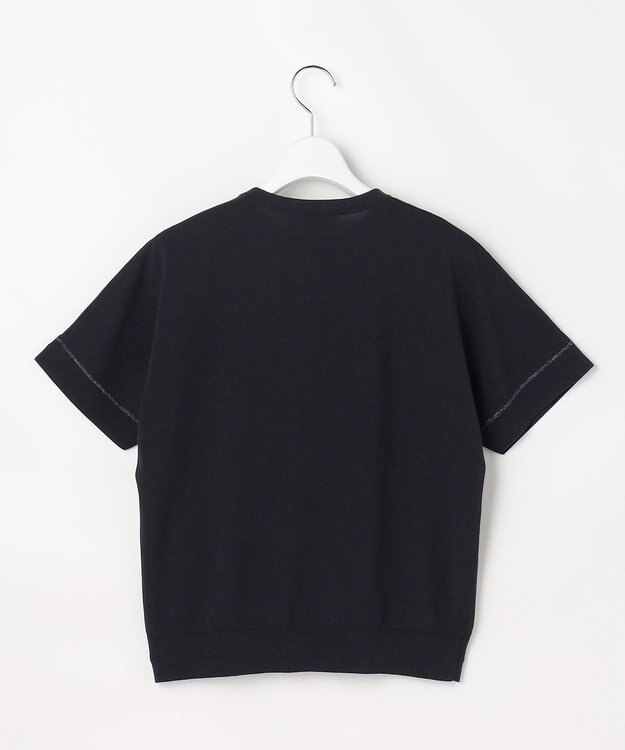 J.PRESS LADIES COOL MINT COTTON POLYESTER ヘンリーネック ニット プルオーバー ネイビー系