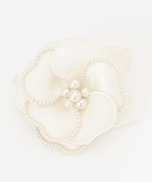 23区 パールトリミング コサージュ アイボリー系