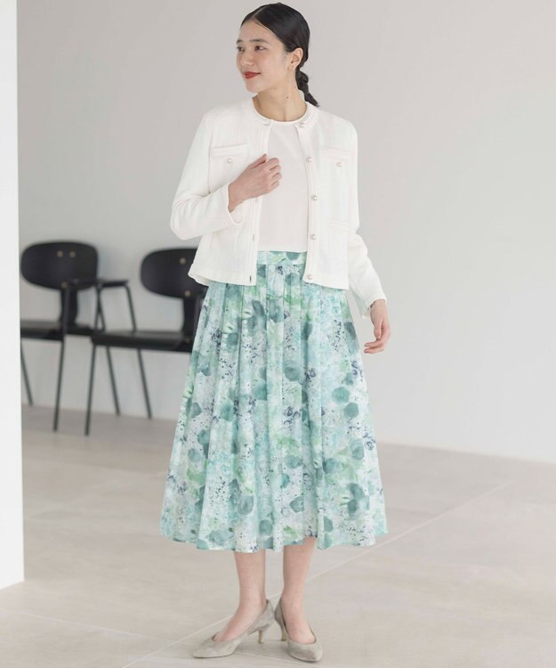 組曲 ミニブークレーツイードニットジャケット アイボリー系